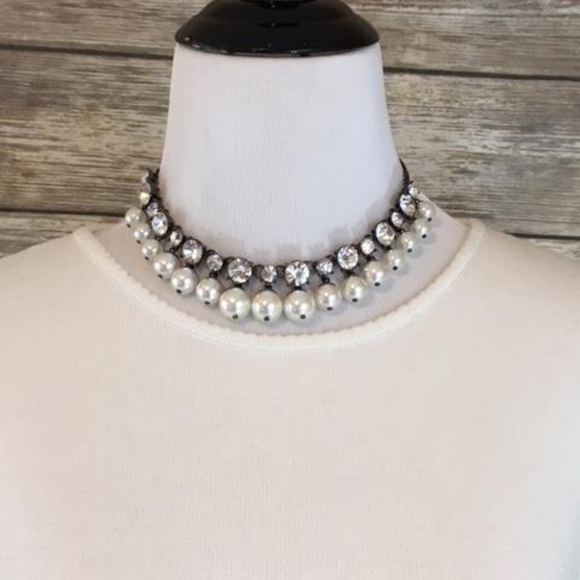 No Brand Jewelry - Faux Pearl and Diamond Choker Necklace